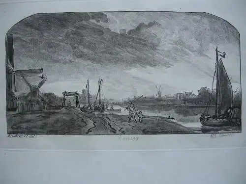 William Baillie (1723-1810) Evening Orig Aquatinta nach Rembrandt 1780