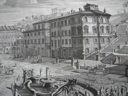 Antonio Paroli (1688-1768) Piazza di Spagna Roma Orig Kupferstich 1730 Italia