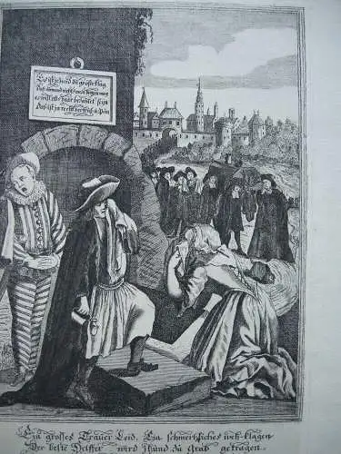 Karikatur Tod des Monsieur Credit niederländischer Orig Kupferstich 1700