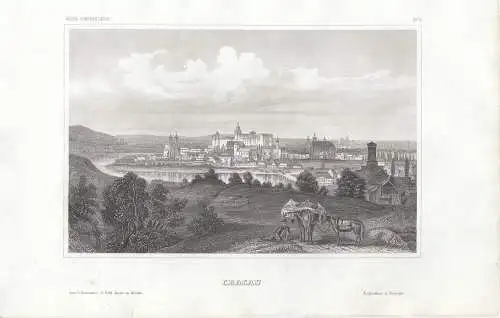 Krakau Polen Orig Stahlstich 1860 Poppel Hildburghausen