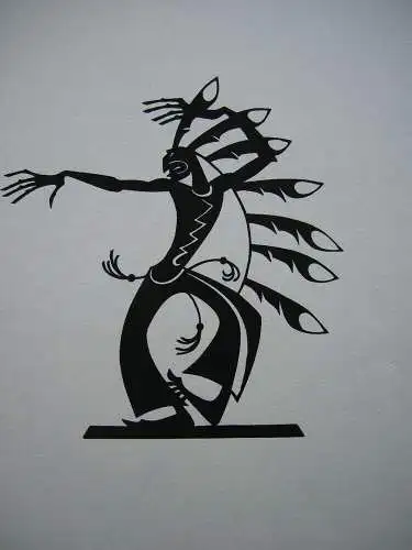 Ernst Moritz Engert (1892-1986) Tanzender Indianer Silhouette Serigrafie um 1970