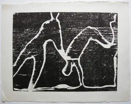 Rainer Noeres Akrobaten II Orig Holzschnitt signiert 1980