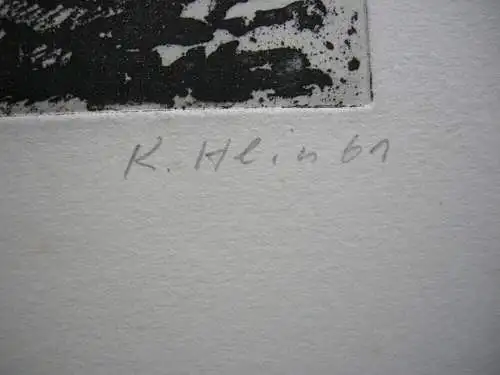 Karsten Hein (1937) Kräheneinfall Orig. Radierung signiert 1961 signiert
