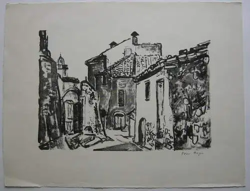 Tom Hops (1906-1976)  Dorf in der Provence Orig Lithografie 1970 signiert