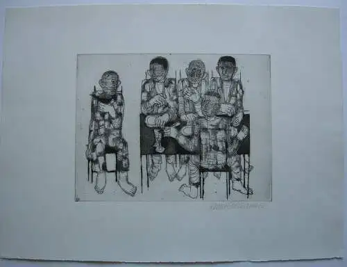 Hanno Edelmann (1923-2013) Die Gesellschaft Orig Lithografie 1963 signiert