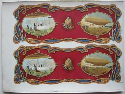 10 Spielpläne Laufspiele Rennnen Zeppelin Chromolithografien 1890 neuwertig 