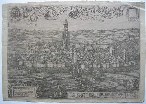 Nördlingen Gesamtansicht Bayerisch Schwaben Ries Kupferstich 1607 H. C. Woerle