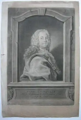 Daniel de Superville (1696) Niederl Mediziner Orig Schabkunstblatt Preißler 1754