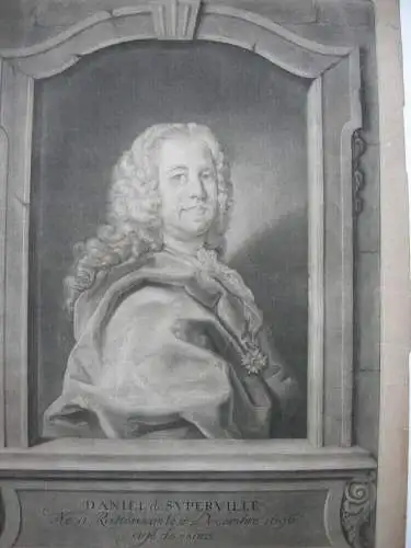 Daniel de Superville (1696) Niederl Mediziner Orig Schabkunstblatt Preißler 1754