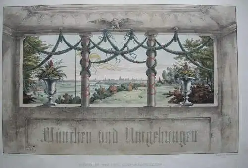 Albert Emil Kirchner München von der Menterschweige Orig Lithografie 1840