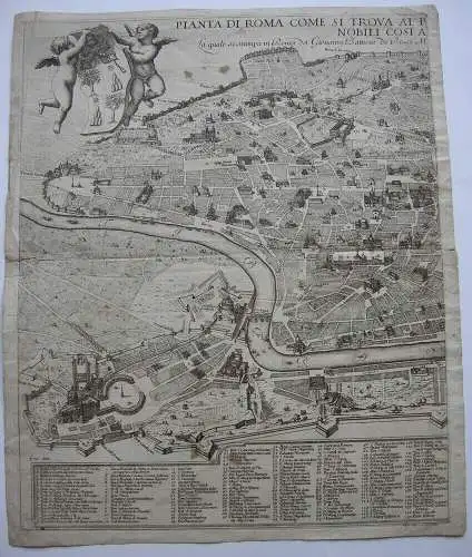 Pianta di Roma Stadtplan Giov Battista de Rossi (1620-1680) Kupferstich 1665