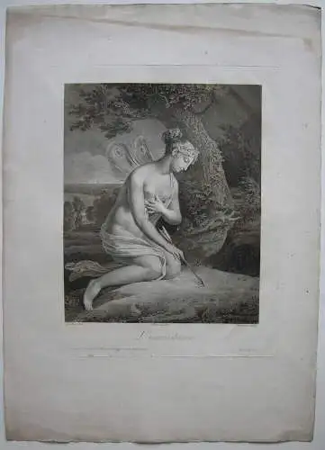 Bosselmann (XIX) Die Wankelmütige Orig Radierung um 1800 Cazeneuve