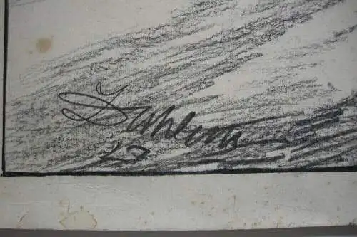 Joseph Dahlem (1872-1955) Rebhühner Sturzflug Lavierte Bleistiftzeichn sign 1927