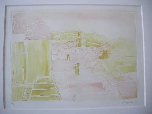 Eduard Bargheer (1901-1979) Südliche Stadtlandschaft Orig. Lithografie sign 1977