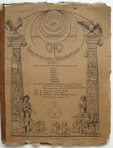 Hans Thoma (1839-1924) Immerwährender Bilderkalender 12 Lithografien 1901 Widmg