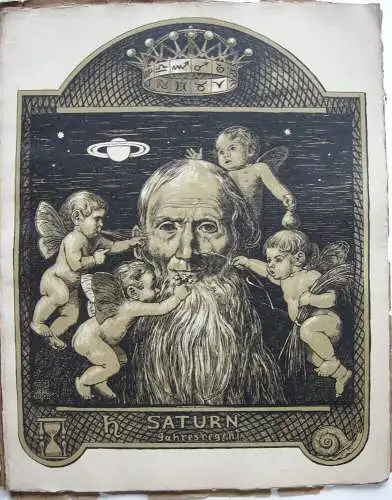 Hans Thoma (1839-1924) Immerwährender Bilderkalender 12 Lithografien 1901 Widmg