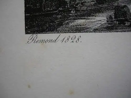 Landschaft bei Amalfi Napoli Italia Orig. Lithografie 1828 Remond Campania