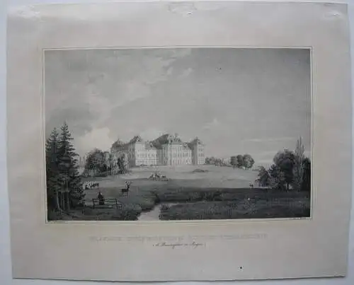 Pommersfelden Schloss Weissenstein Oberfranken Orig Lithografie 1840 A. Borum 