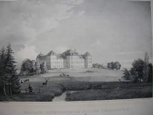 Pommersfelden Schloss Weissenstein Oberfranken Orig Lithografie 1840 A. Borum 