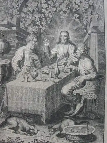 Ludwig Sommerau (1756-11786) Jesus bricht das Brot Orig Kupferstich Raphael 1779