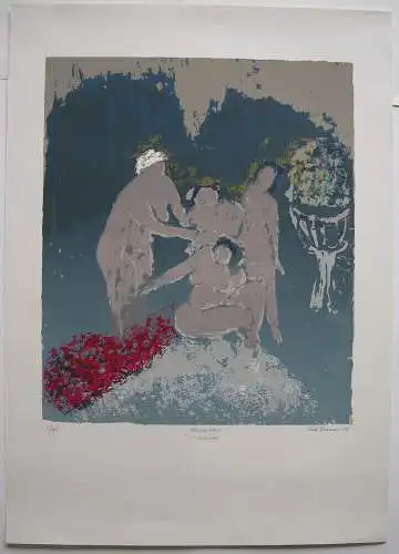 Gül Derman (1948-1994) 4 Badende Kurnebazi Orig Serigrafie 5/40 signiert 1984