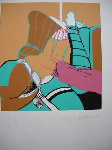 Hans-J. Spesshardt (1935) Erotische Szene Orig Serigrafie 1968 signiert PopArt