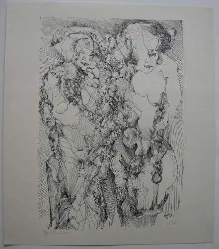 Jan Boomers (1927-1999) Skurile Gestalten Orig Federlithografie signiert 1968