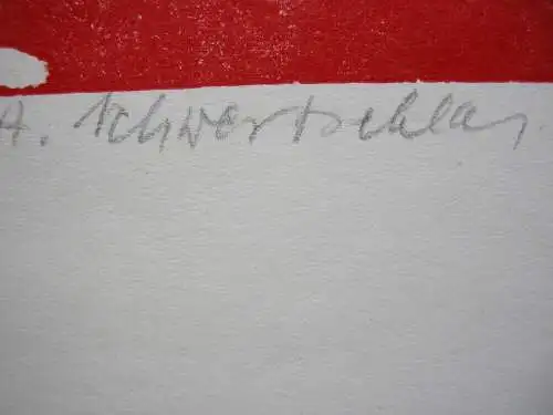 Adolf Schwertschlag (1910-1992) Bläser Orig Holzschnitt signiert um 1970