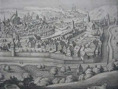 Schwäbisch Hall Gesamtansicht Orig Kupferstich Merian 1650 Baden Württemberg