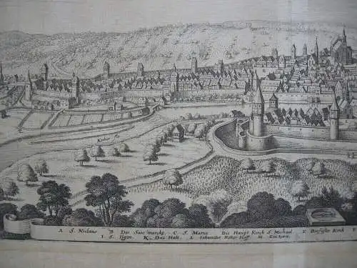 Schwäbisch Hall Gesamtansicht Orig Kupferstich Merian 1650 Baden Württemberg