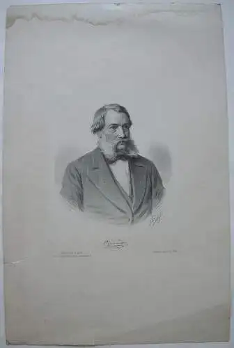 Portrait Gottfried von Neureuther (1811-1887) Orig. Lithografie Fr. Würbel 1880