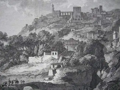 Leonforte Enna Sicilia Italia Veduta panoramica Orig Kupferstich Barthelet 1780