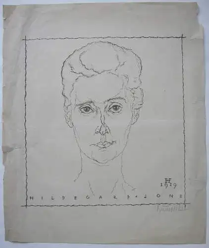 Josef HUMPLIK (1888-1958) Portrait Hildegard Jone Lyrikerin Lithografie 1919