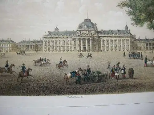 Paris Ecole Militaire Orig Lithografie Charles Riviere 1840 France