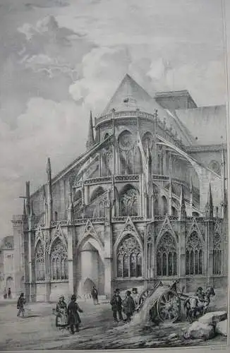 Paris Abside Notre Dame à Paris Orig Lithografie Chapuy Bachelier 1840 France