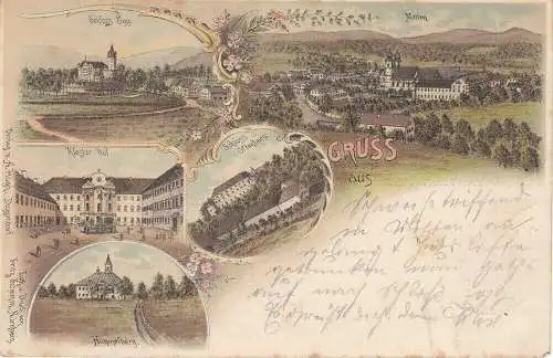 AK Metten Egg Kloster-Hof Offenberg Himmelberg Litho gel 1902 Niederbayern