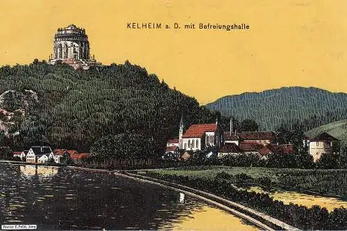 AK Kelheim Befreiungshalle Künstlerkarte E. Felle Litho gel 1902 Niederbayern