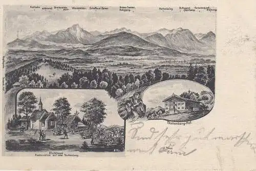 AK Taubenberg Panorama Blockhaus Taubenberg-Hof Münchner Kindl Quelle gel 1909