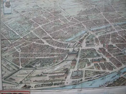 Kopenhagen Dänemark Monumental-Plan Chromolithografie 1909 F. Sedivy 66 x 92 cm