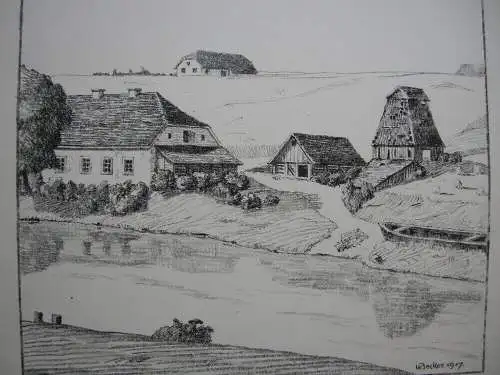 Lettland Buhs bei Bauske Baltikum Orig Lithographie 1917 Letvija