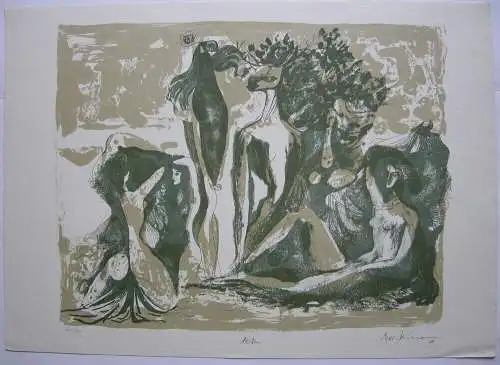 Mac Zimmermann  (1912-1995) Aktaeon Orig Lithografie 1969 signiert