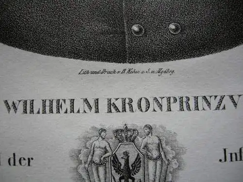 Friedrich Wilhelm (1777-1843) Kronprinz Preußen General Orig Lithografie um 1825