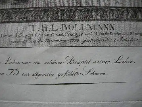 T. H. L. Bollmann (1773-1820) Luthererischer Theologe Braunschweig Kupferst 1920