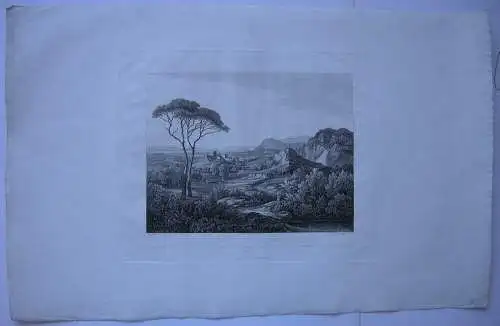 Landschaft in italienischem Stil Orig Kupferstich Hammer nach Kaiser 1830