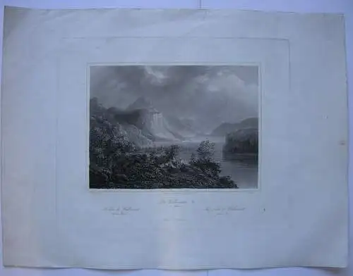 Walensee Walenstadt Schweiz St. Gallen Glarus Orig. Stahlstich Huber 1850