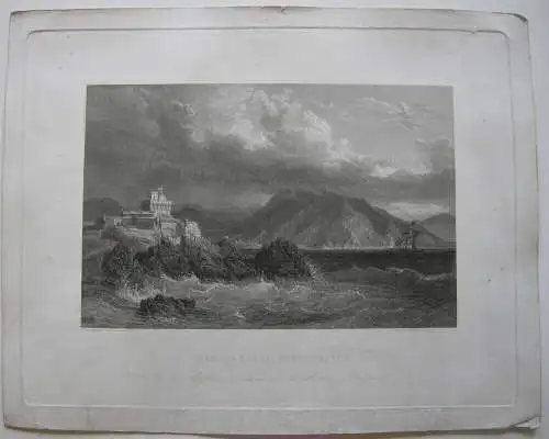 Castell von Portici Neapel Italia Orig. Stahlstich Hasse 1836 Napoli Italien