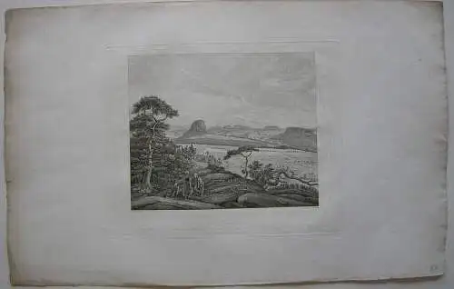 Sächsische Schweiz Aussicht vom Bärenstein Orig Radierung 1830 Schmidt 