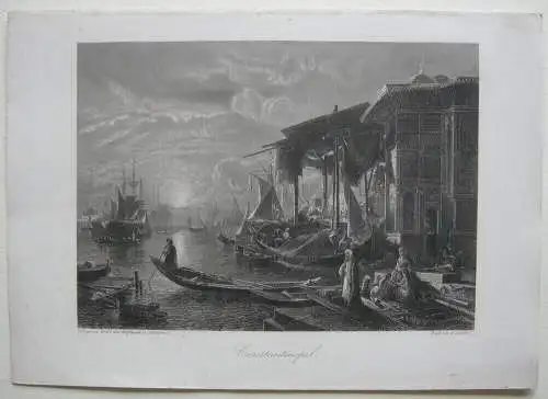 Istanbul Constantinopel Hafen Türkei Orig Kupferstich 1820 