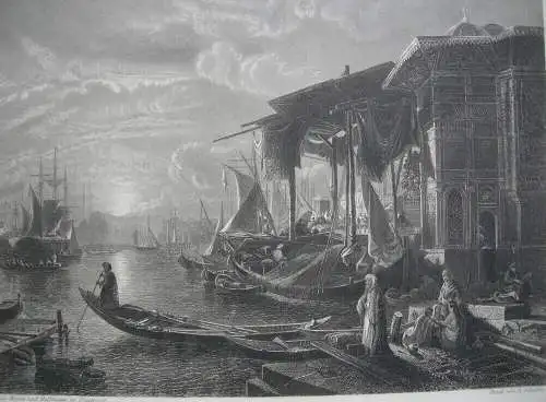 Istanbul Constantinopel Hafen Türkei Orig Kupferstich 1820