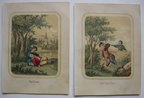 13 Kinderszenen Orig. Lithografien Biedermeier um 1840